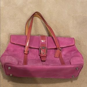 Coach pink suede handbag
